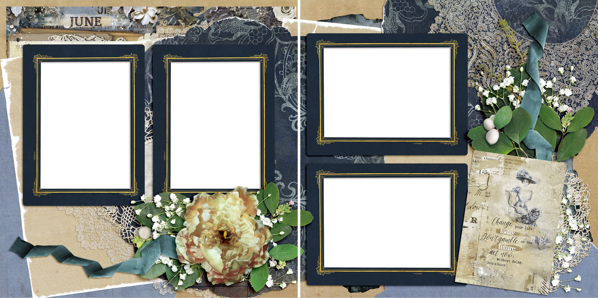 June - Digital Scrapbook Pages - INSTANT DOWNLOAD - EZscrapbooks Scrapbook Layouts Months of the Year