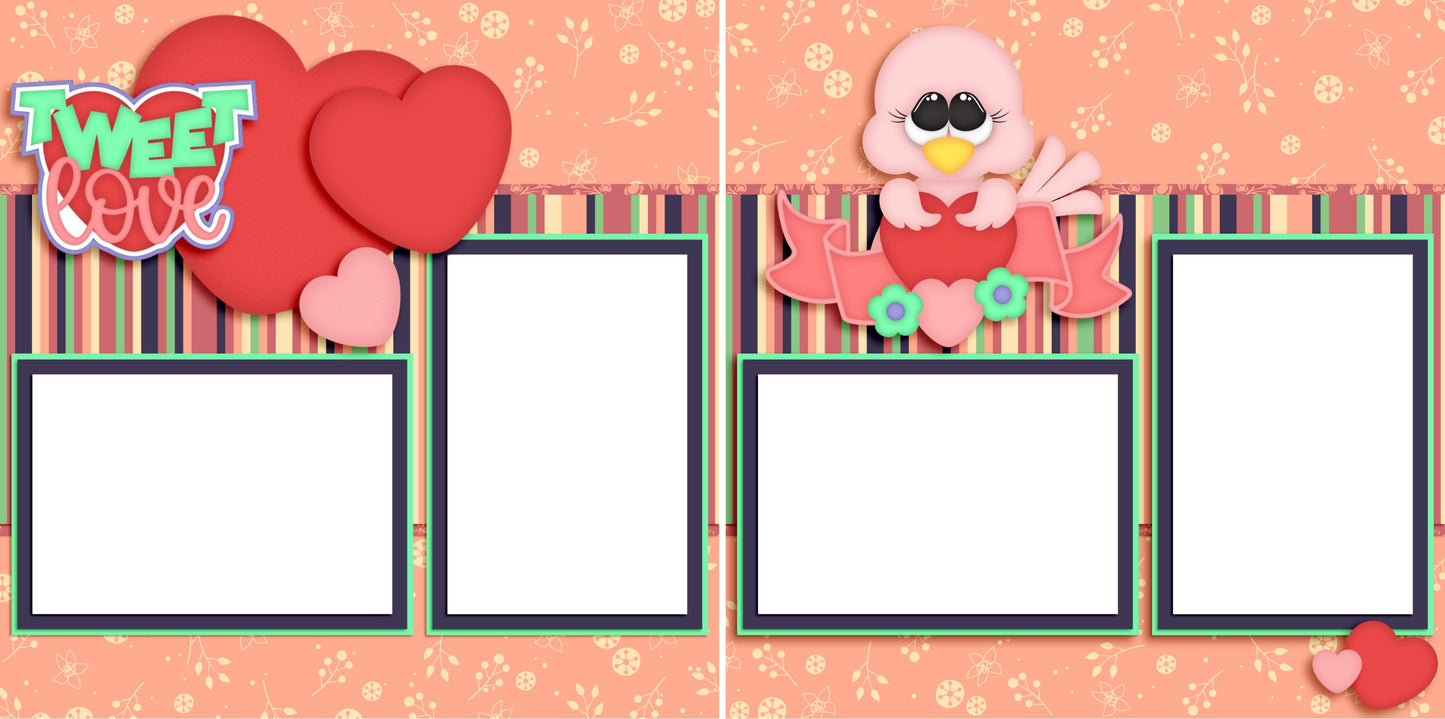 Tweet Love - Digital Scrapbook Pages - INSTANT DOWNLOAD - EZscrapbooks Scrapbook Layouts Love - Valentine