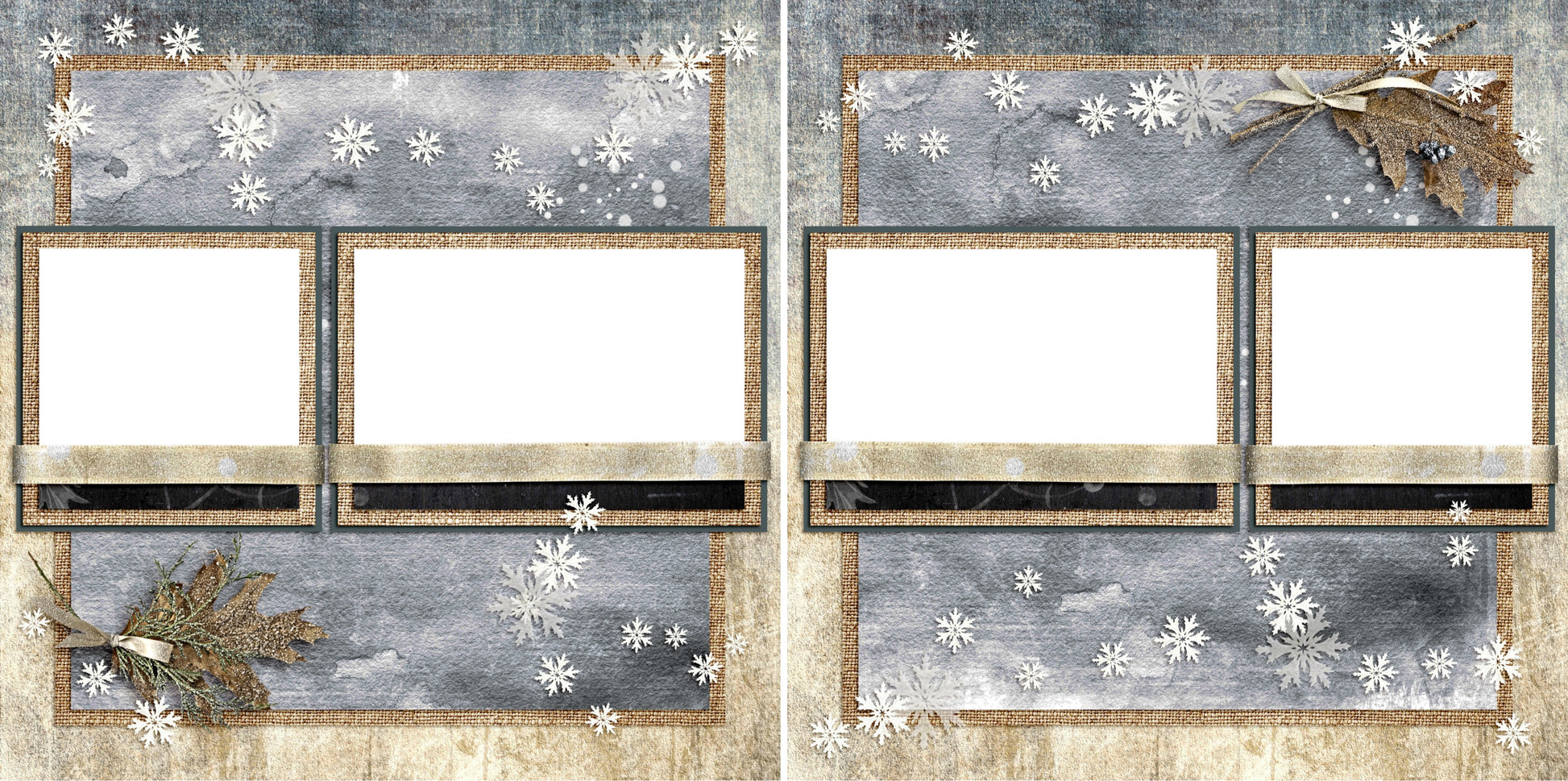 Winter Rustle - Digital Scrapbook Pages - INSTANT DOWNLOAD - EZscrapbooks Scrapbook Layouts Christmas, Winter