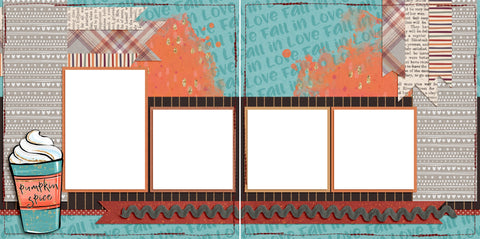 Pumpkin Spice Latte - Digital Scrapbook Pages - INSTANT DOWNLOAD - EZscrapbooks Scrapbook Layouts Fall - Autumn