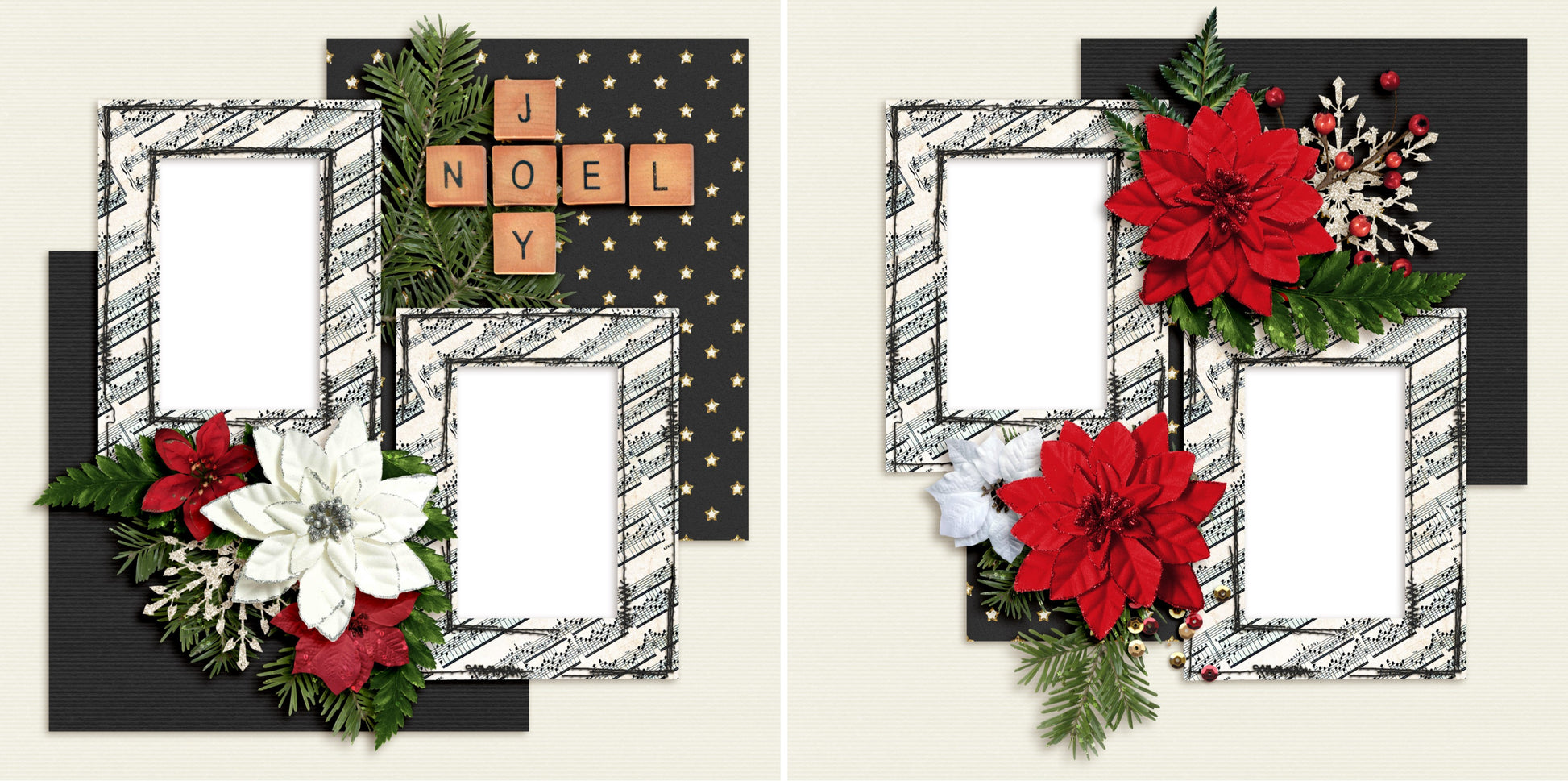 Joy Noel - Christmas - Digital Scrapbook Pages - INSTANT DOWNLOAD - 2019 - EZscrapbooks Scrapbook Layouts Christmas