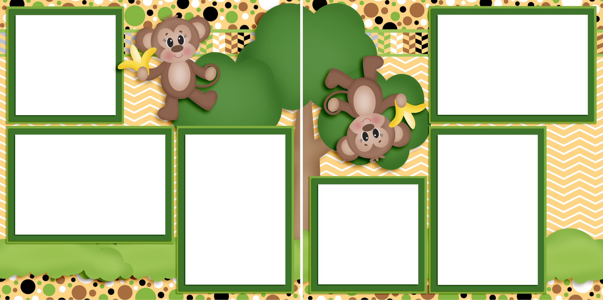 Tree Monkeys - Digital Scrapbook Pages - INSTANT DOWNLOAD - EZscrapbooks Scrapbook Layouts Animals, Disney