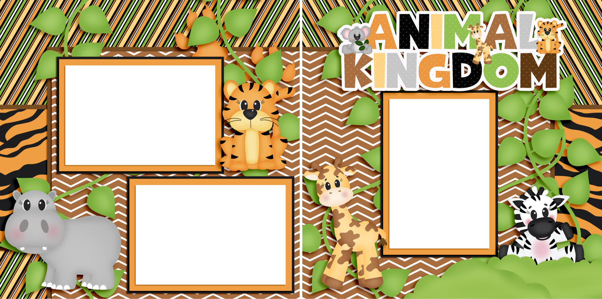Animal Kingdom - Digital Scrapbook Pages - INSTANT DOWNLOAD - EZscrapbooks Scrapbook Layouts Animals, Disney