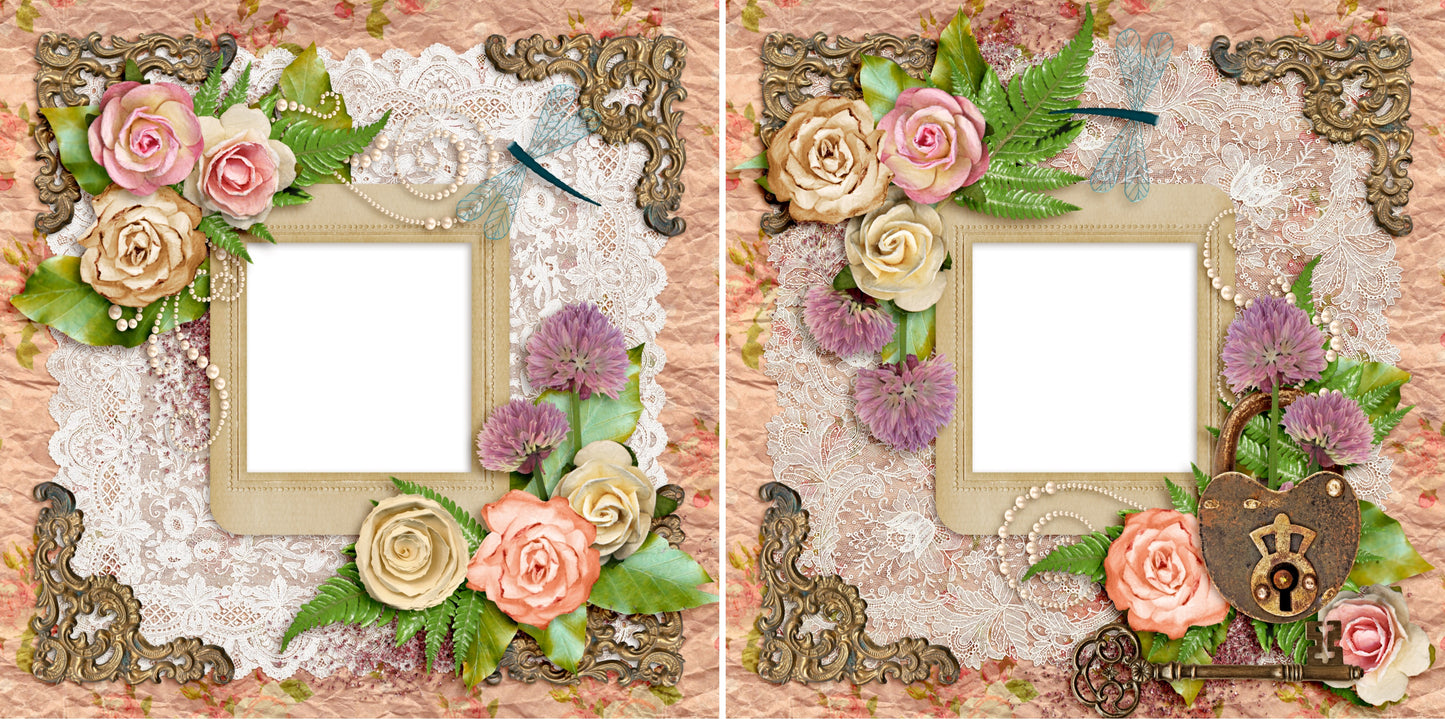 Romantic Roses - Digital Scrapbook Pages - INSTANT DOWNLOAD - 2019 - EZscrapbooks Scrapbook Layouts Flowers, Heritage