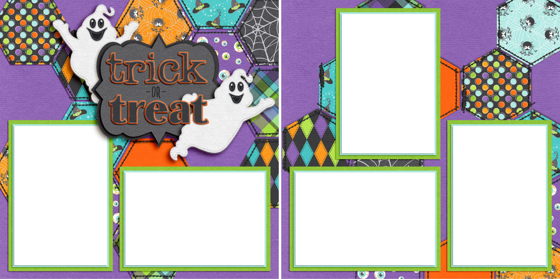 Trick or Treat - Digital Scrapbook Pages - INSTANT DOWNLOAD - EZscrapbooks Scrapbook Layouts Halloween