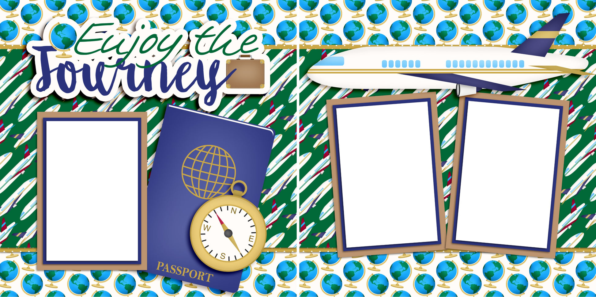 Enjoy the Journey - Digital Scrapbook Pages - INSTANT DOWNLOAD - EZscrapbooks Scrapbook Layouts travel, Vacation