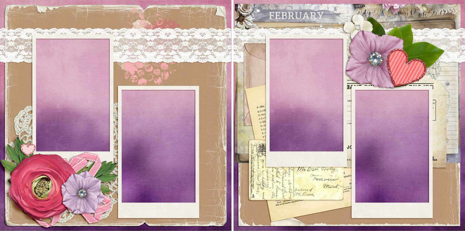 February - 4824 - EZscrapbooks Scrapbook Layouts Love - Valentine, Months of the Year, valentine