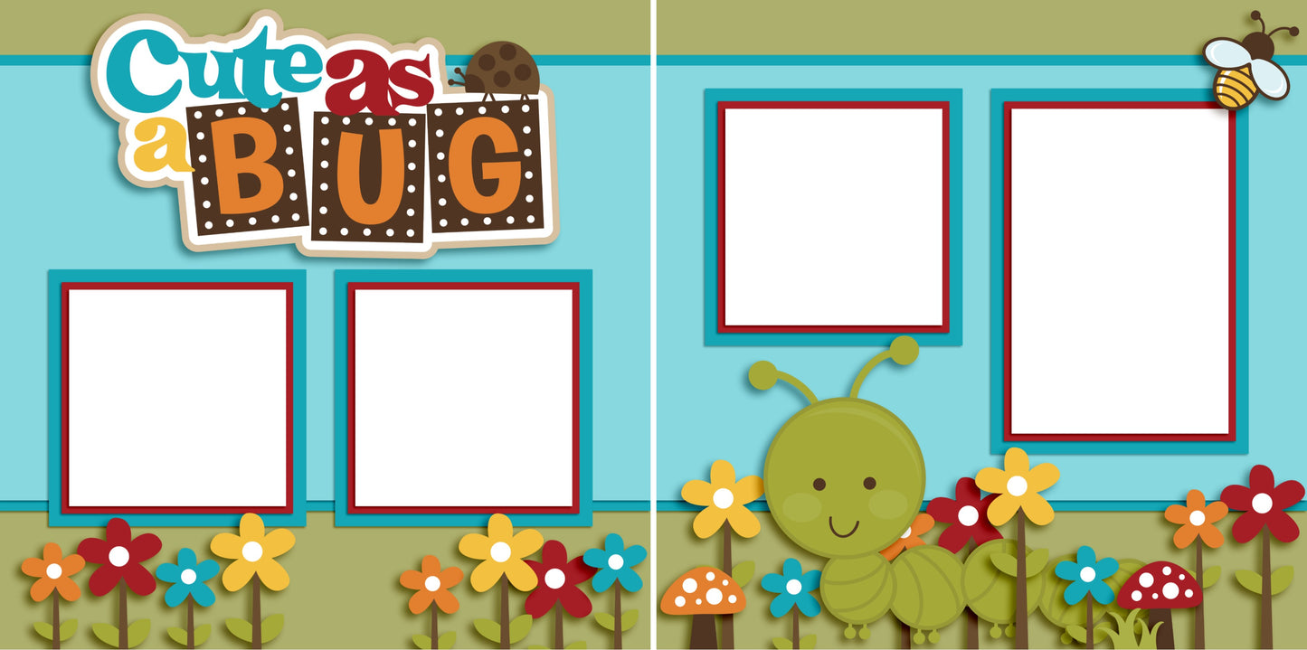 Cute as a Bug Boy - Digital Scrapbook Pages - INSTANT DOWNLOAD - EZscrapbooks Scrapbook Layouts Baby - Toddler, Outside Play