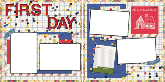First Day - Digital Scrapbook Pages - INSTANT DOWNLOAD - EZscrapbooks Scrapbook Layouts first day, learning, math, reading, school, storytime