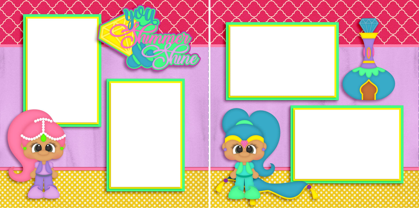 Shimmer & Shine - Digital Scrapbook Pages - INSTANT DOWNLOAD - EZscrapbooks Scrapbook Layouts Disney, Girls, Kids