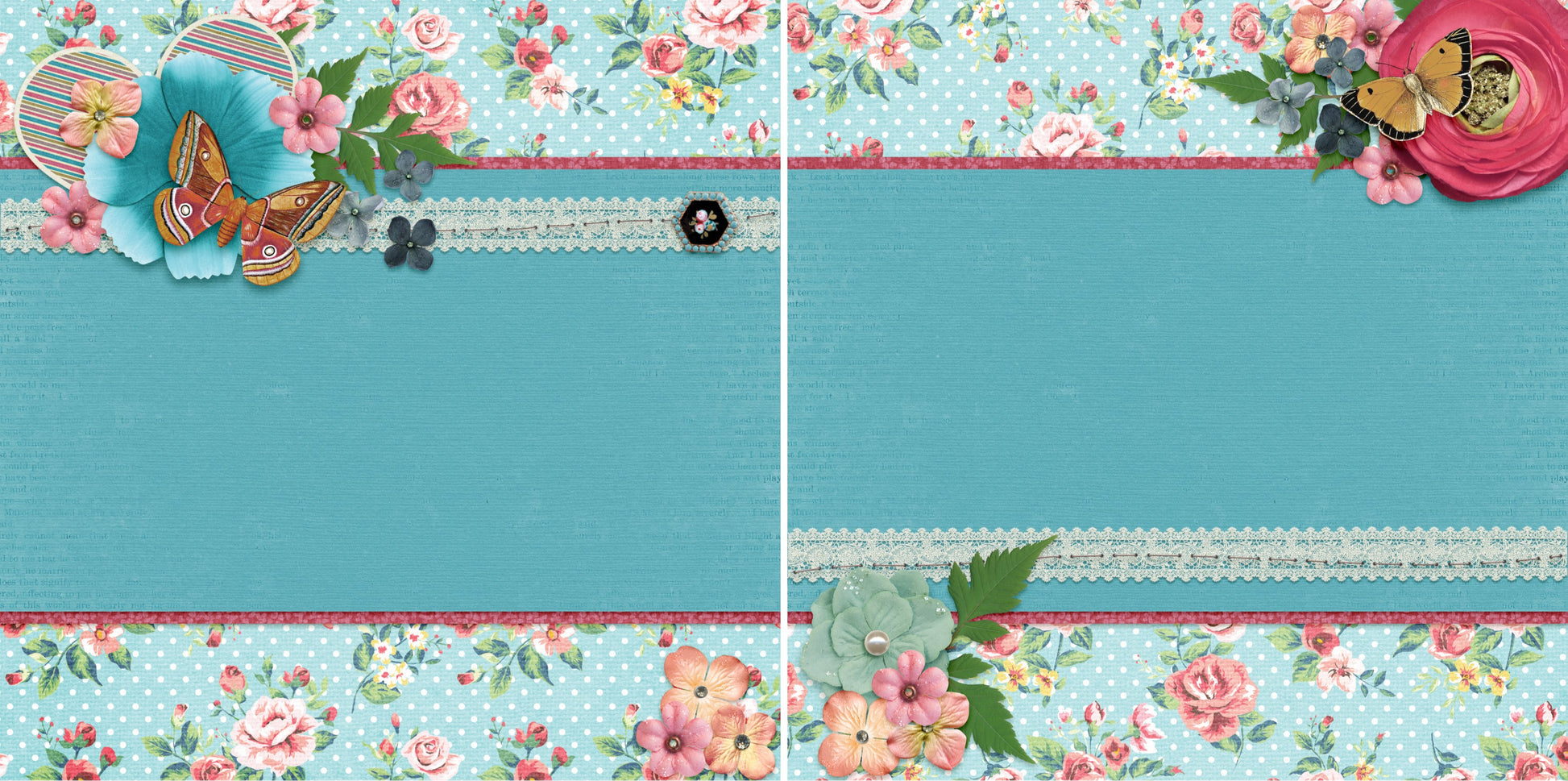 Floral NPM - 3825 - EZscrapbooks Scrapbook Layouts Girls, Spring - Easter