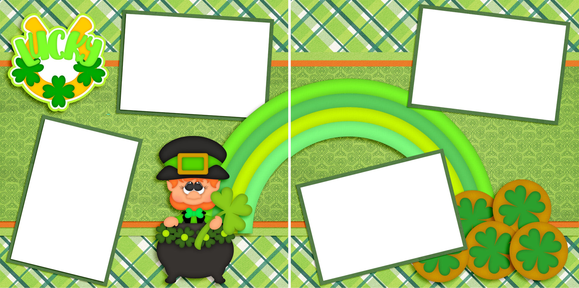 Lucky - St Patrick's Day - Digital Scrapbook Pages - INSTANT DOWNLOAD - 2019 - EZscrapbooks Scrapbook Layouts St Patrick's Day