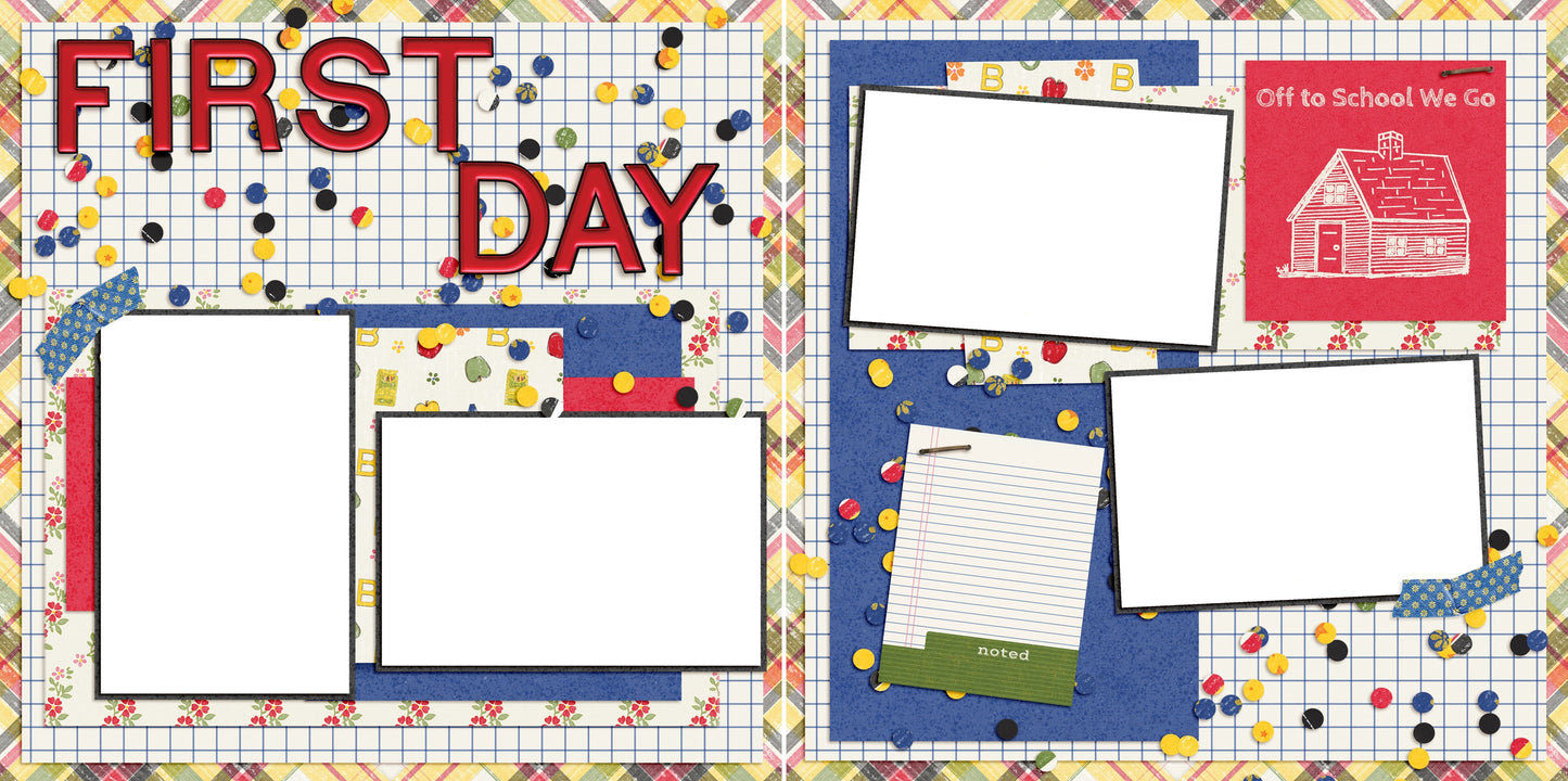 First Day - School - Digital Scrapbook Pages - INSTANT DOWNLOAD - EZscrapbooks Scrapbook Layouts back to school, School