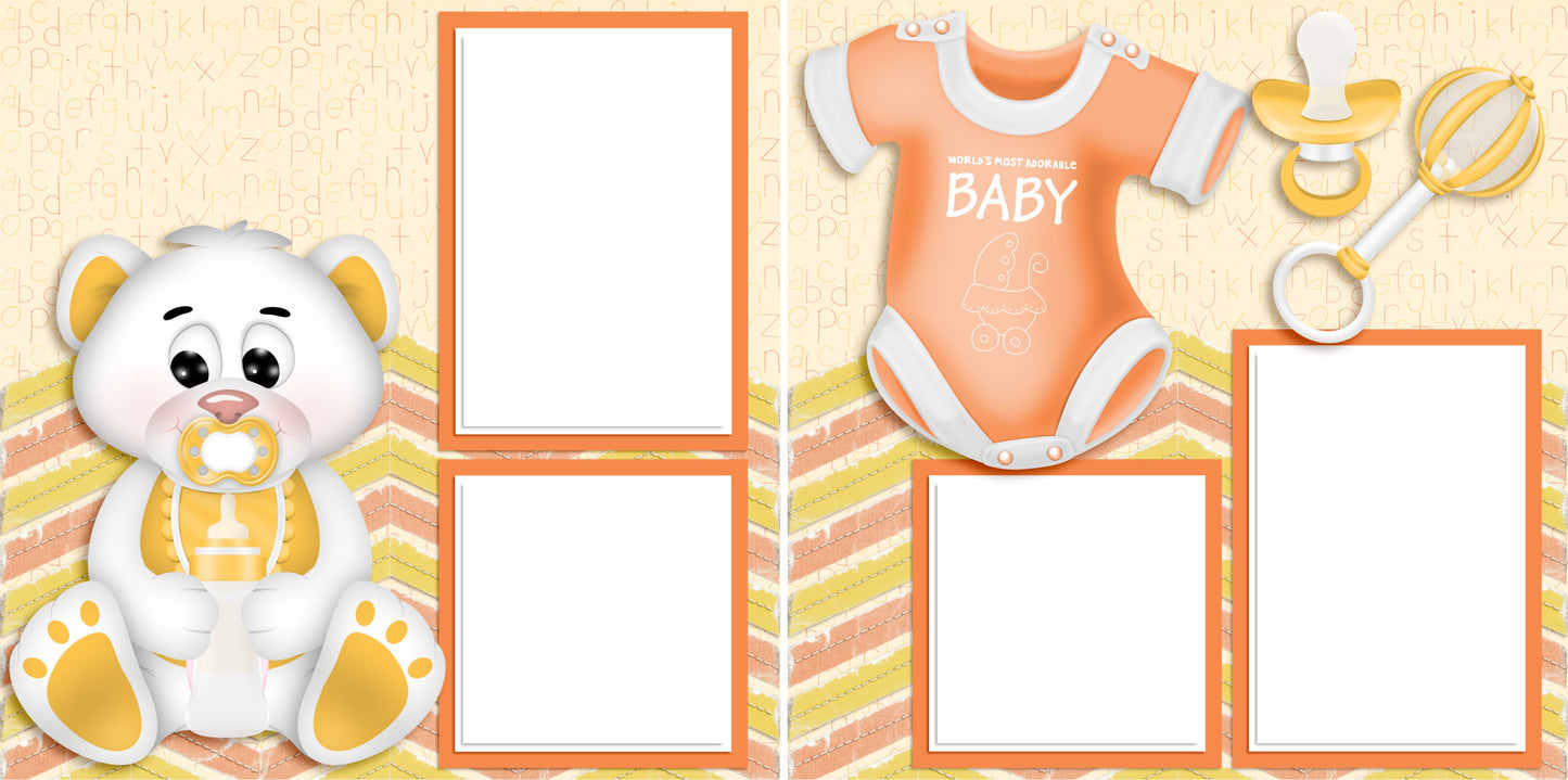 Adorable Baby Yellow - Digital Scrapbook Pages - INSTANT DOWNLOAD - 2019 - EZscrapbooks Scrapbook Layouts Baby - Toddler