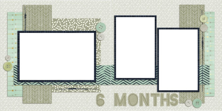 Baby Boy 6 Months - Digital Scrapbook Pages - INSTANT DOWNLOAD - EZscrapbooks Scrapbook Layouts Baby - Toddler