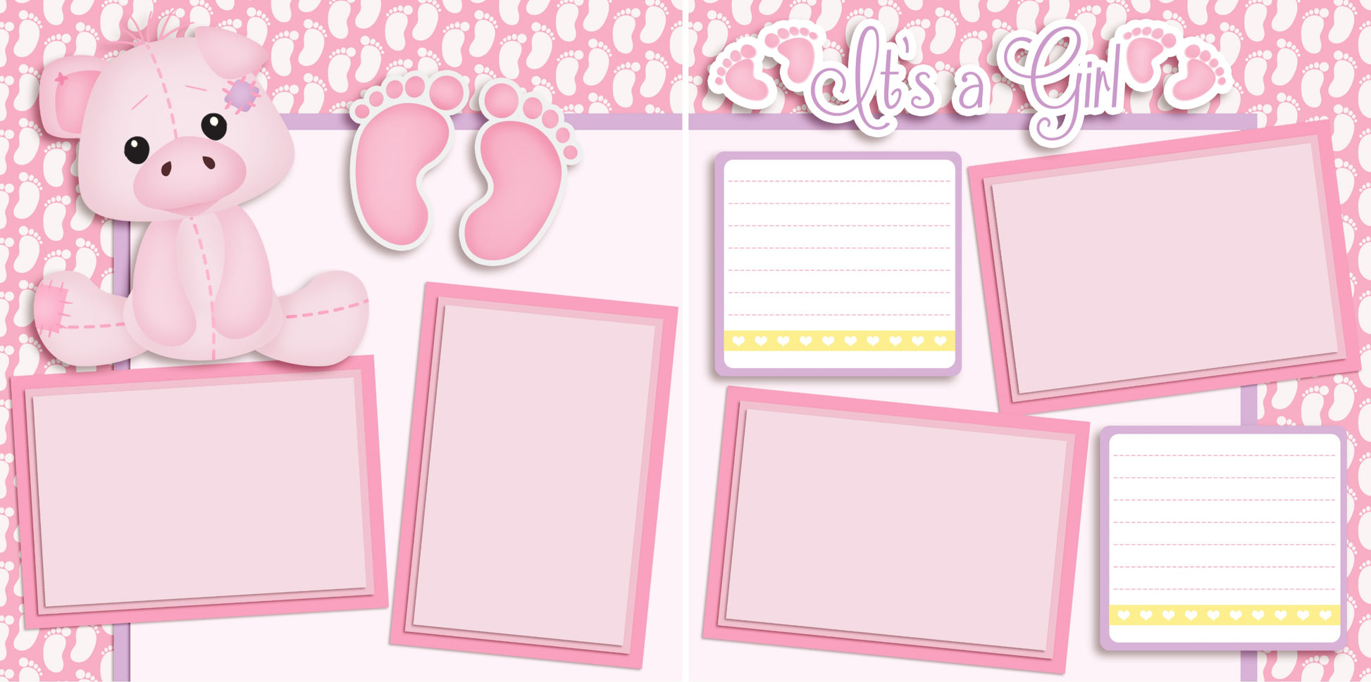 It's a Girl Piggy - 3808 - EZscrapbooks Scrapbook Layouts Baby - Toddler