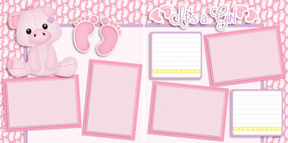 It's a Girl Piggy - 3808 - EZscrapbooks Scrapbook Layouts Baby - Toddler