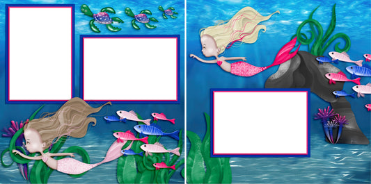 Mermaids - Digital Scrapbook Pages - INSTANT DOWNLOAD - 2019 - EZscrapbooks Scrapbook Layouts Beach - Tropical, Swimming - Pool