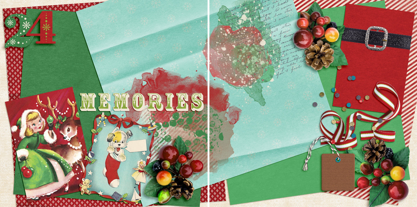 Vintage Christmas Memories NPM - 4435 - EZscrapbooks Scrapbook Layouts Christmas