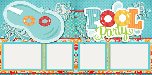 Pool Party - Digital Scrapbook Pages - INSTANT DOWNLOAD - EZscrapbooks Scrapbook Layouts Summer, Swimming - Pool