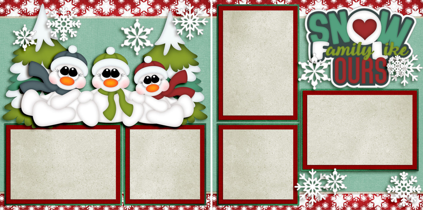 Snow Family Like Ours - 3662 - EZscrapbooks Scrapbook Layouts Family, Winter