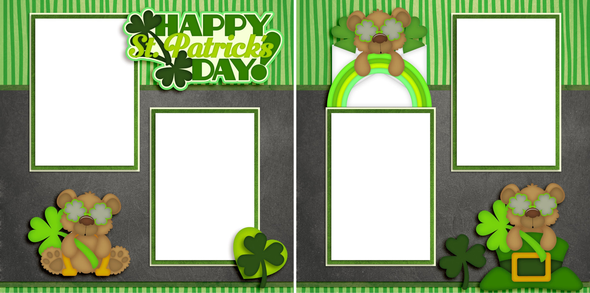 Happy St Patrick's Day - Digital Scrapbook Pages - INSTANT DOWNLOAD - EZscrapbooks Scrapbook Layouts St Patrick's Day