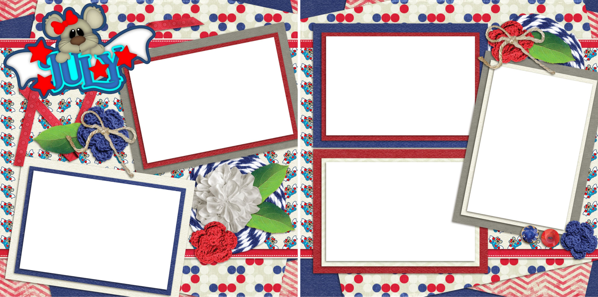 July - Digital Scrapbook Pages - INSTANT DOWNLOAD - EZscrapbooks Scrapbook Layouts Months of the Year