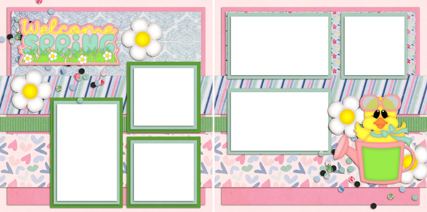 Welcome Spring - Digital Scrapbook Pages - INSTANT DOWNLOAD - EZscrapbooks Scrapbook Layouts Spring - Easter