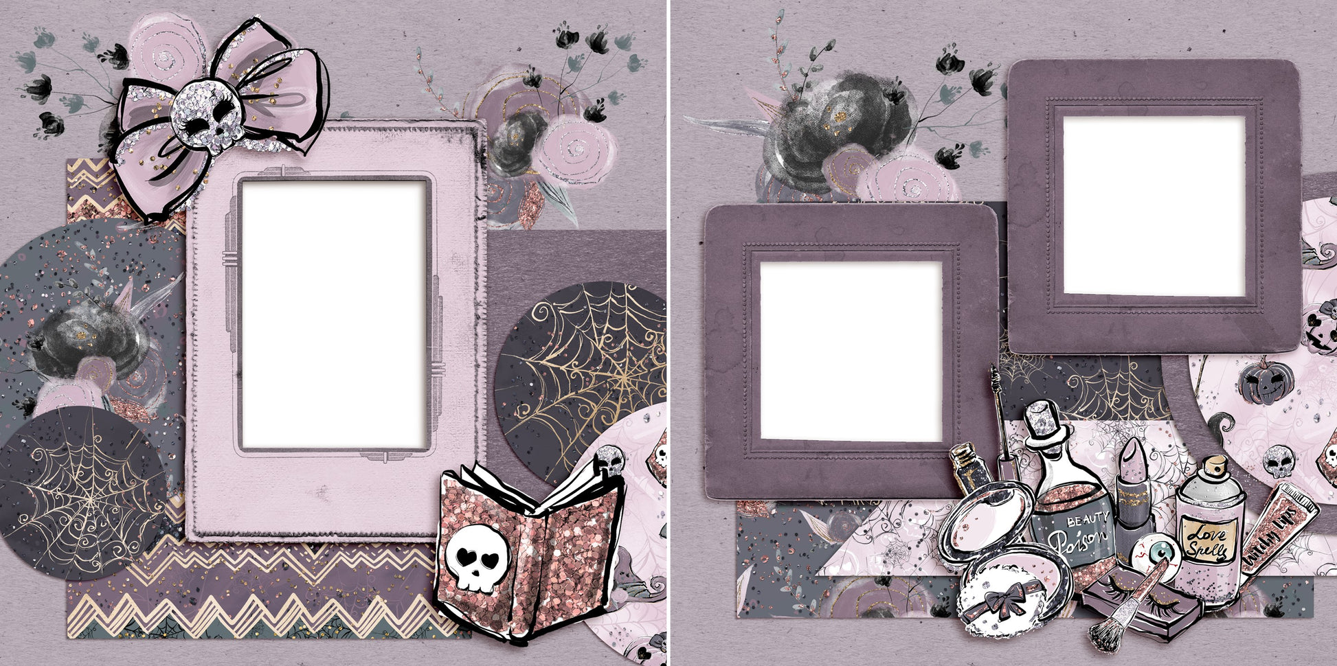 Getting BOO-tiful - Digital Scrapbook Pages - INSTANT DOWNLOAD - EZscrapbooks Scrapbook Layouts Halloween