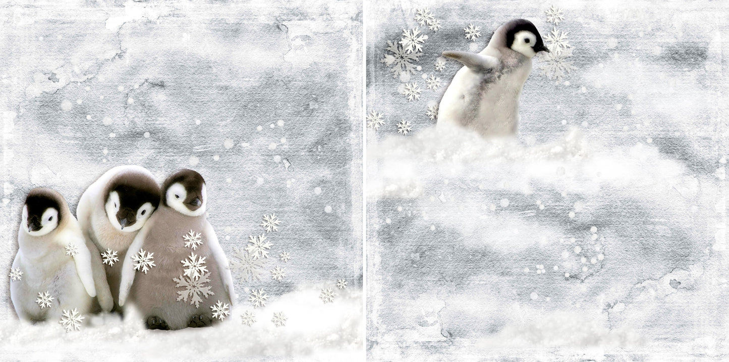 Snow Penguins NPM - 3631 - EZscrapbooks Scrapbook Layouts Animals, Winter