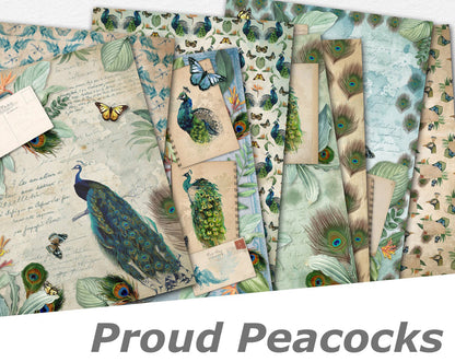 Proud Peacocks Paper Pack - 7337 - EZscrapbooks Scrapbook Layouts birds, Journals, paper pack