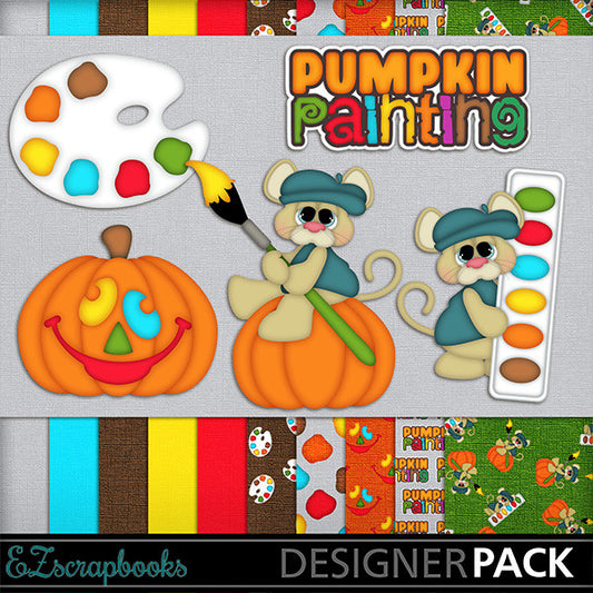 Pumpkin Painting - Halloween - Digital Kit - INSTANT DOWNLOAD - EZscrapbooks Scrapbook Layouts Halloween, Kits