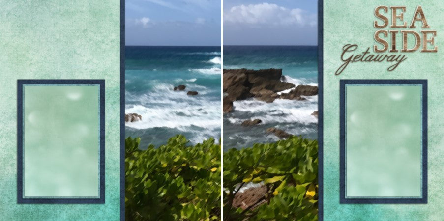 Seaside Getaway - 2071 - EZscrapbooks Scrapbook Layouts Beach - Tropical, Kids, Summer, Vacation
