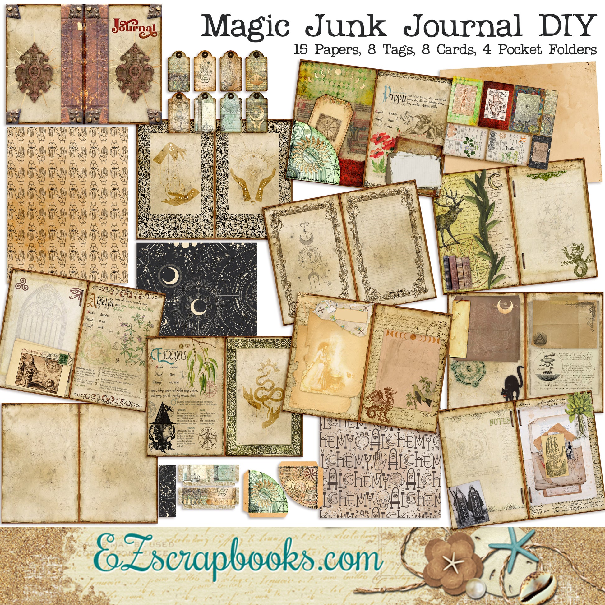 Magic Junk Journal - 7147 - EZscrapbooks Scrapbook Layouts Halloween, Journals