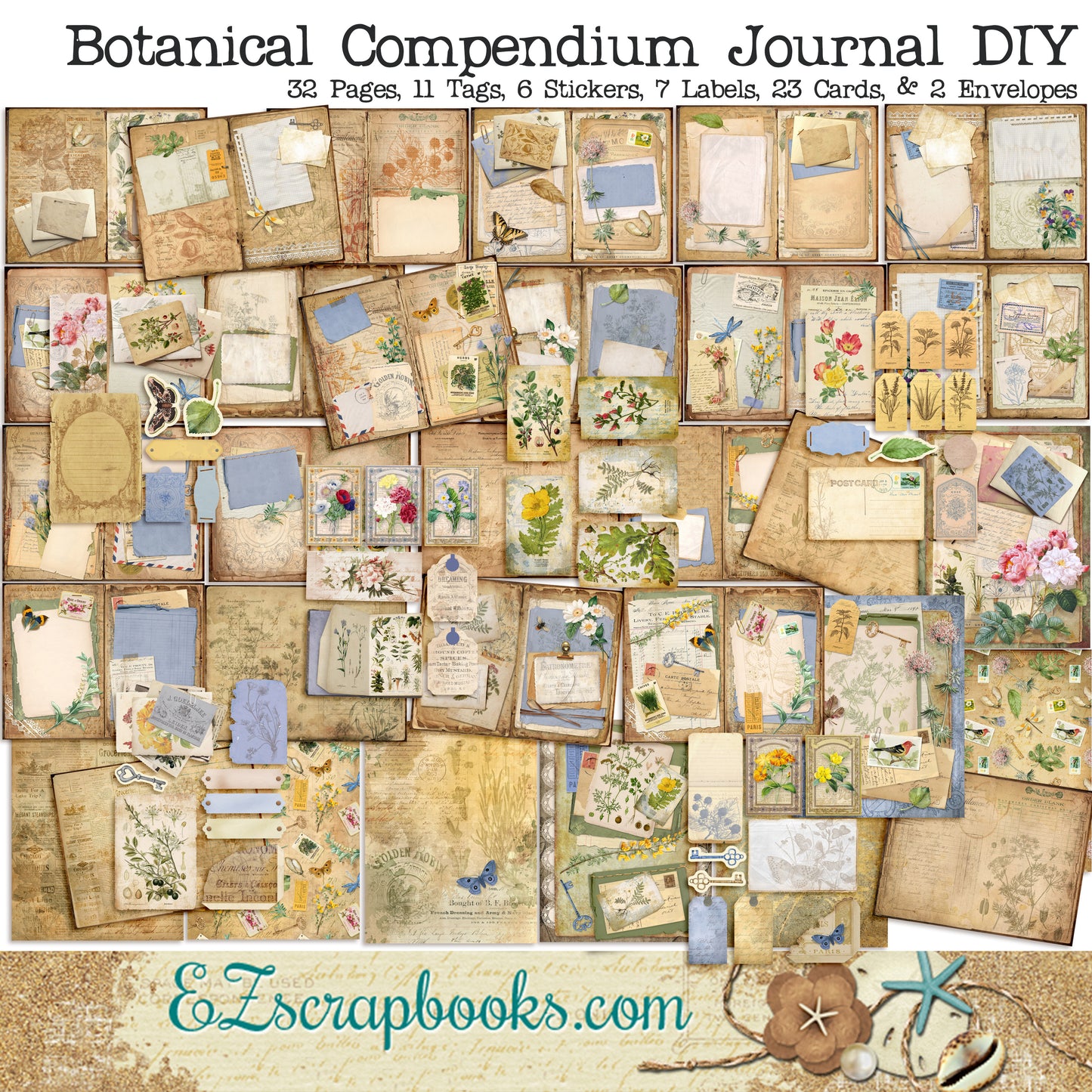 Botanical Compendium Junk Journal - 7144 - EZscrapbooks Scrapbook Layouts Journals