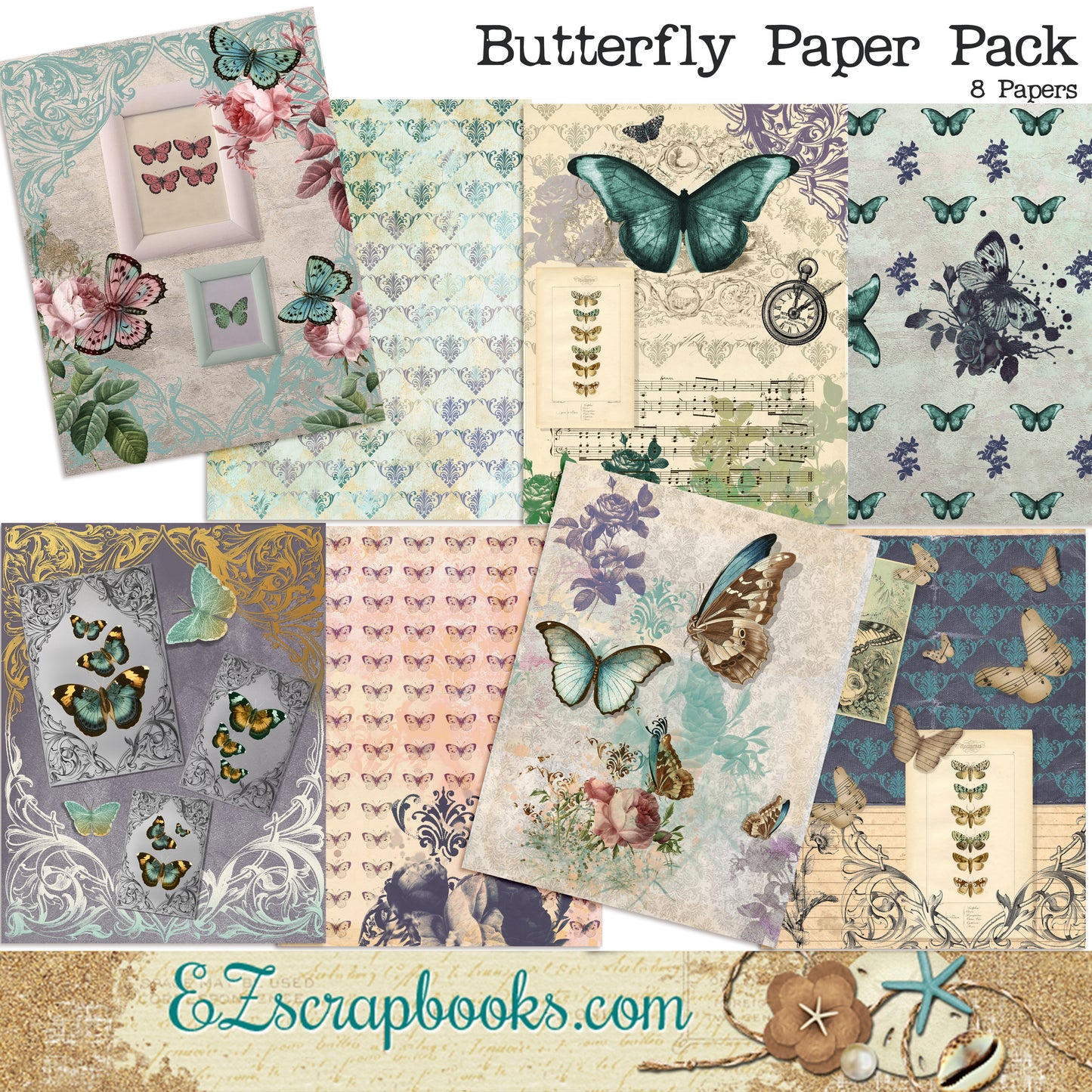 Butterfly Journal Paper Pack - 7145 - EZscrapbooks Scrapbook Layouts Journals
