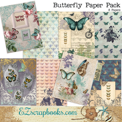 Butterfly Journal Paper Pack - 7145 - EZscrapbooks Scrapbook Layouts Journals