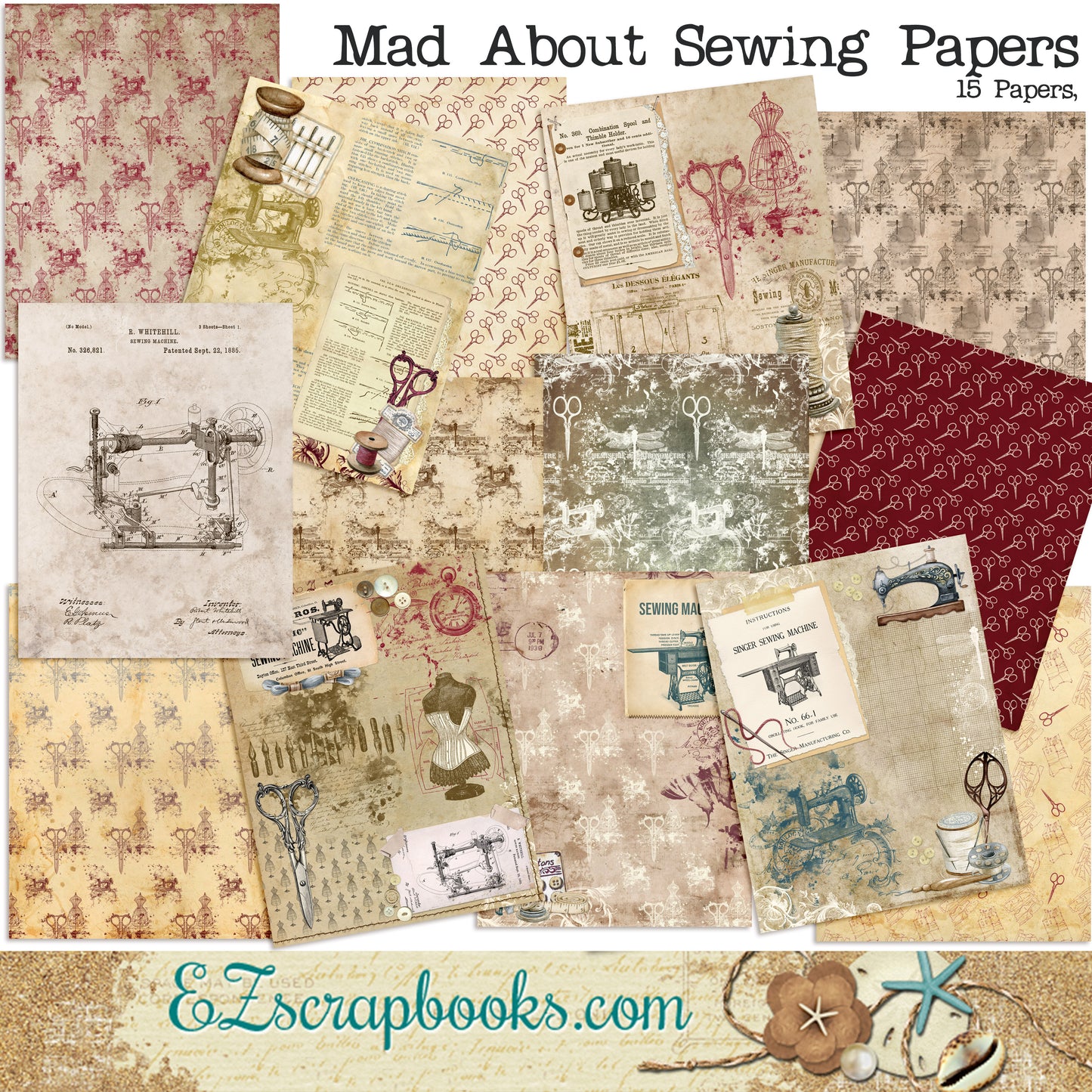 Mad About Sewing Journal Paper Pack - 7148 - EZscrapbooks Scrapbook Layouts Journals, Sewing