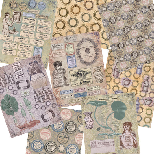 Apothecary Paper Pack - 7210 - EZscrapbooks Scrapbook Layouts Journals