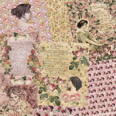 Vintage Roses Paper Pack - 7250 - EZscrapbooks Scrapbook Layouts Journals