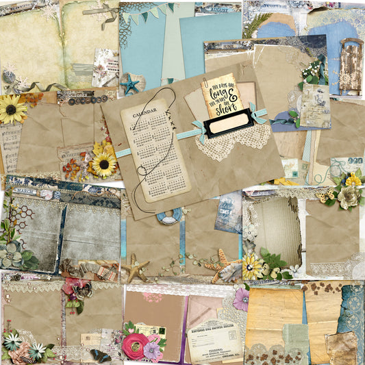 Shabby Calendar Journal Pack - 7262 - EZscrapbooks Scrapbook Layouts Journals