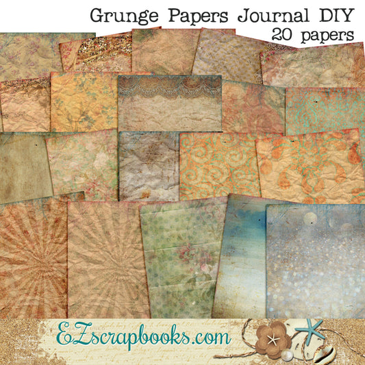 Grunge Journal Paper Pack - 7024 - EZscrapbooks Scrapbook Layouts Journals, travel