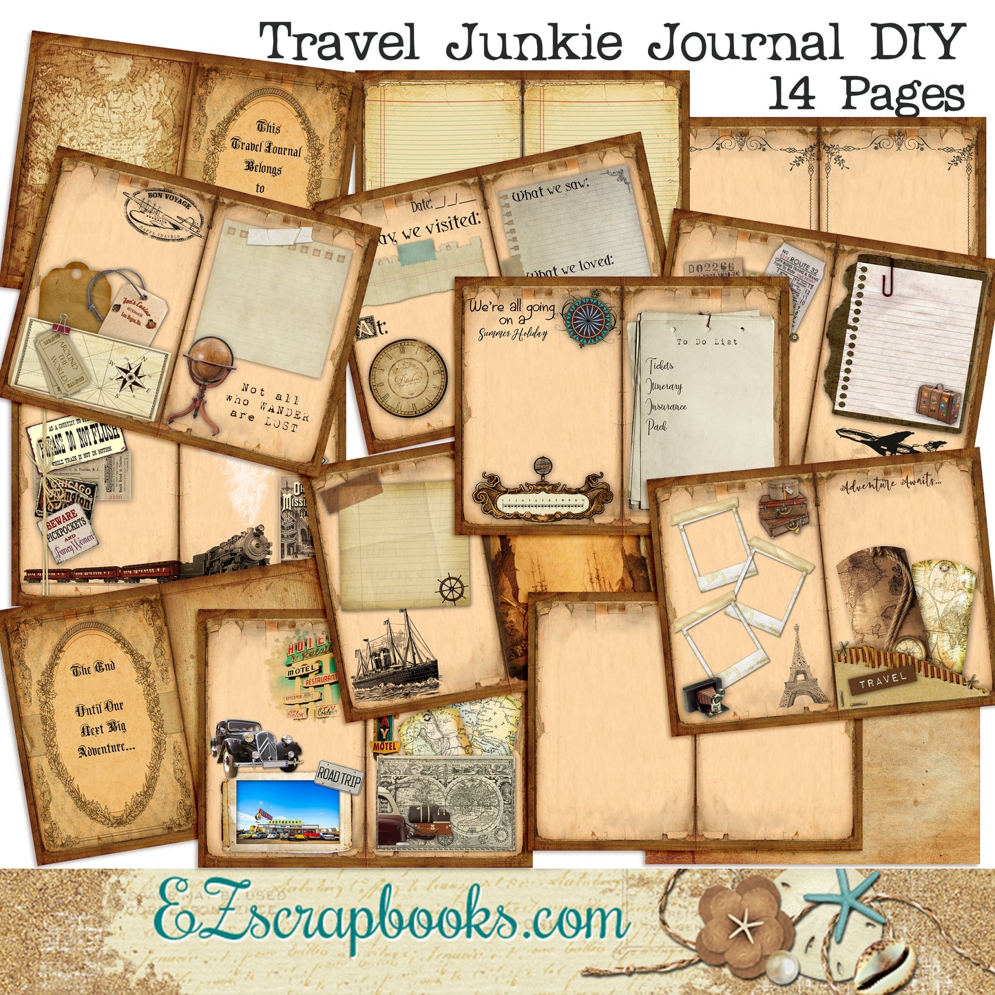 Travel Junkie Journal - 7023 - EZscrapbooks Scrapbook Layouts Journals, travel