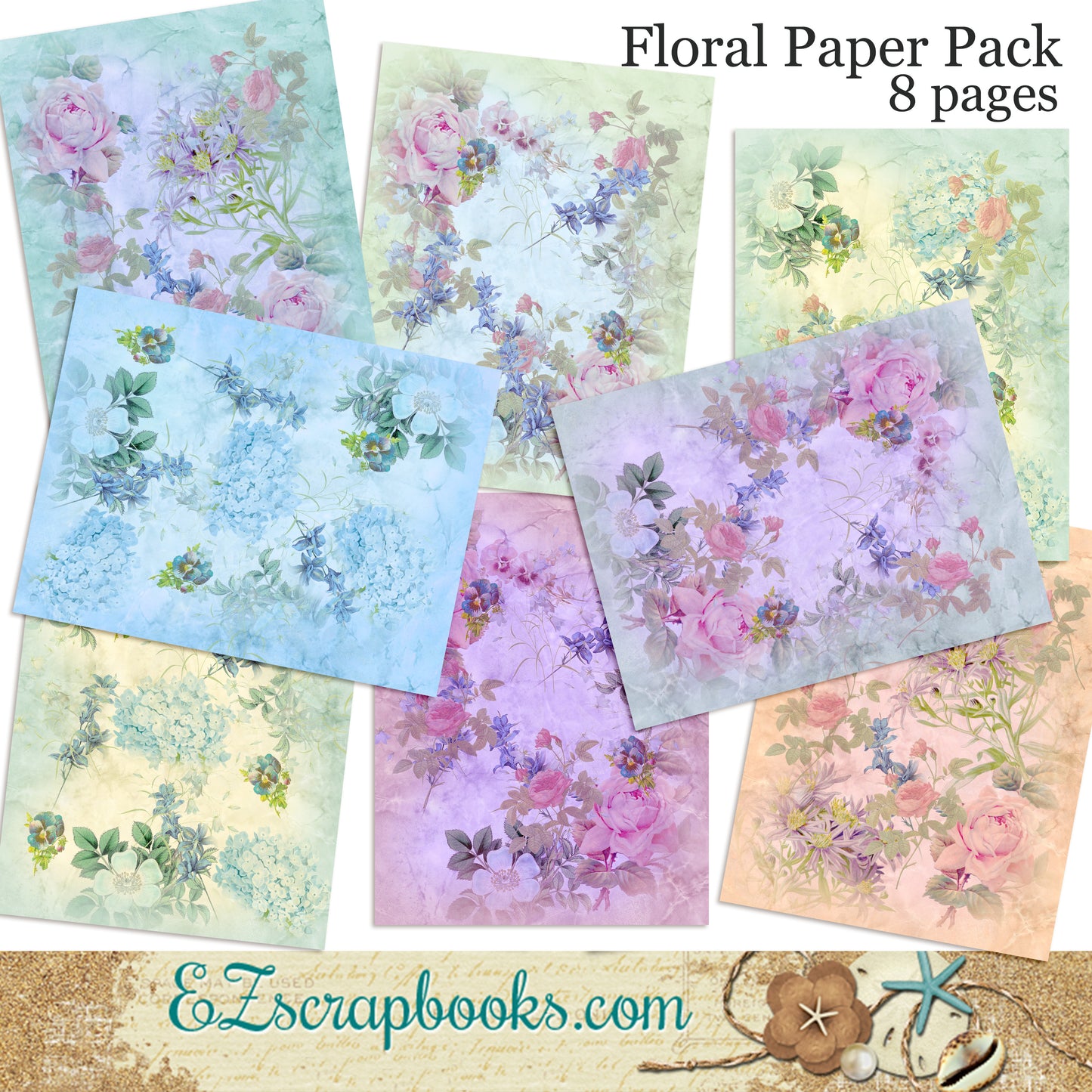 Floral Paper Journal Paper Pack - 7032 - EZscrapbooks Scrapbook Layouts Journals