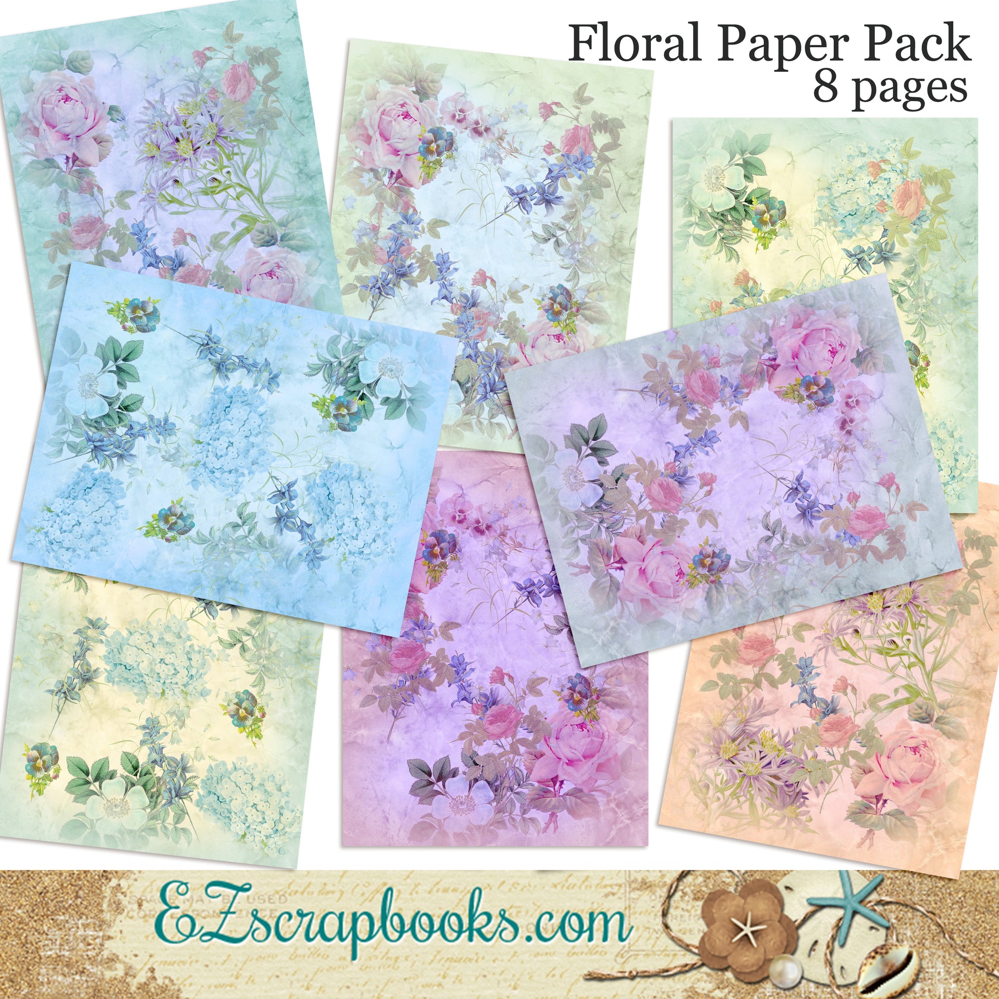 Floral Paper Journal Paper Pack - 7032 - EZscrapbooks Scrapbook Layouts Journals