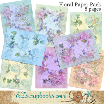 Floral Paper Journal Paper Pack - 7032 - EZscrapbooks Scrapbook Layouts Journals