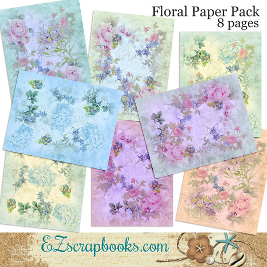 Floral Paper Journal Paper Pack - 7032 - EZscrapbooks Scrapbook Layouts Journals
