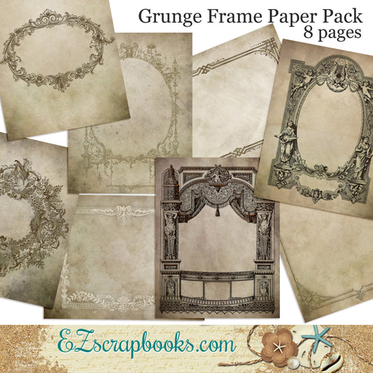 Grunge Frames Journal Paper Pack - 7036 - EZscrapbooks Scrapbook Layouts Journals