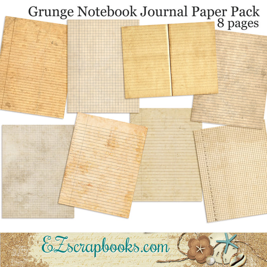 Grunge Notebook Journal Paper Pack - 7038 - EZscrapbooks Scrapbook Layouts Journals