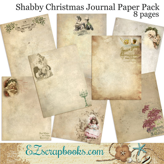 Shabby Christmas Journal Paper Pack - 7045 - EZscrapbooks Scrapbook Layouts Journals